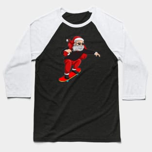 Urban Santa Skateboarding Christmas Baseball T-Shirt